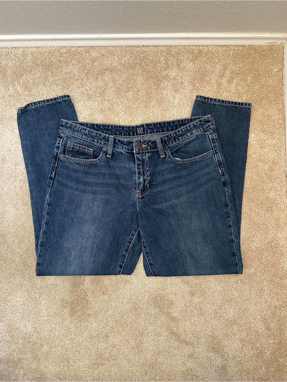 Gap Denim Sexy Boyfriend Jeans 29R Dark Wash Straight Leg 100% Cotton